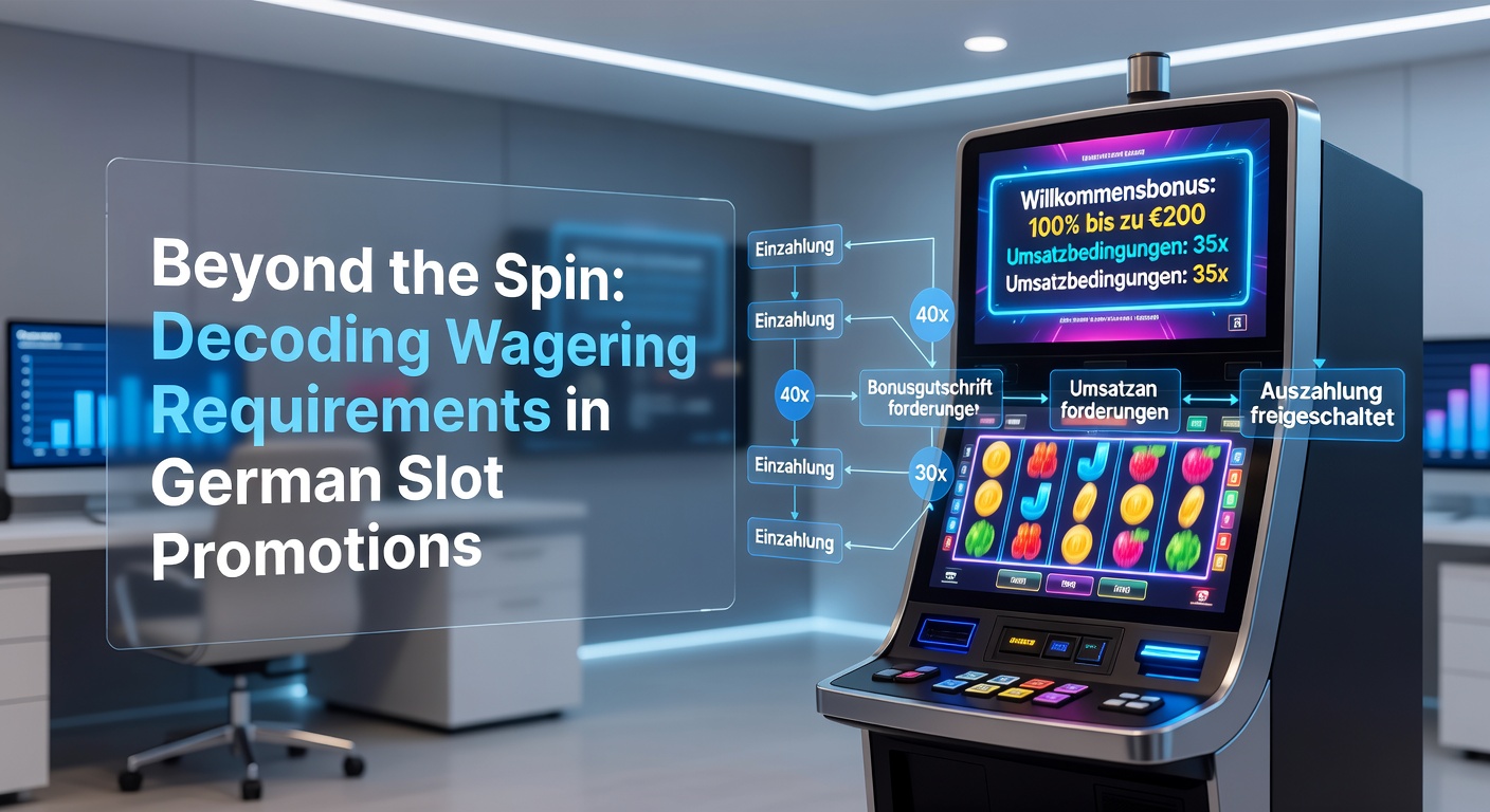 Grafik mit Slot-Maschinen und mathematischen Formeln, die Umsatzbedingungen symbolisieren
