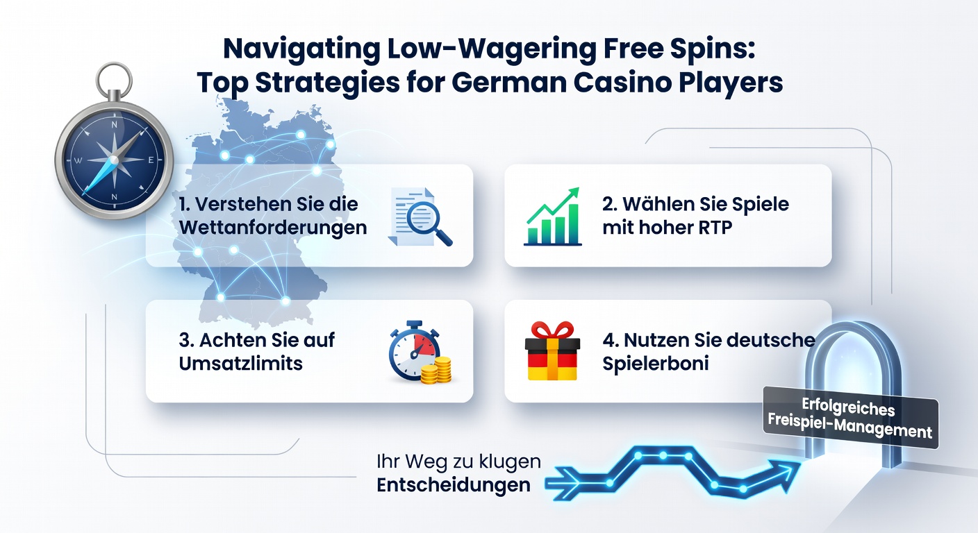 Screenshot eines Casino-Bonusfensters mit niedrigem Wagering-Multiplikator und Freispiel-Symbolen