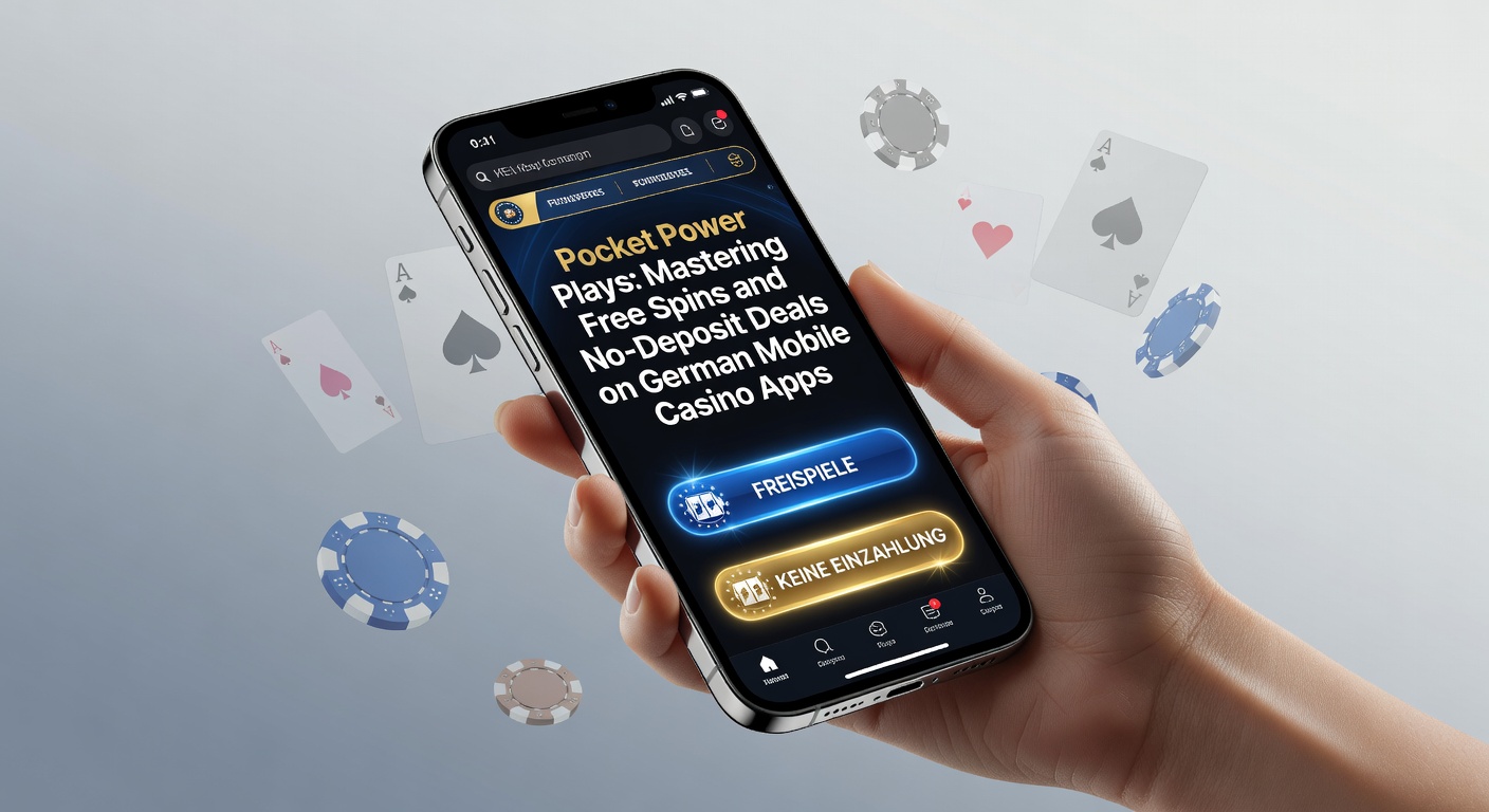 Smartphone mit Casino-App und Free-Spins-Symbolen auf dem Bildschirm, typisch für mobile Glücksspielangebote in Deutschland